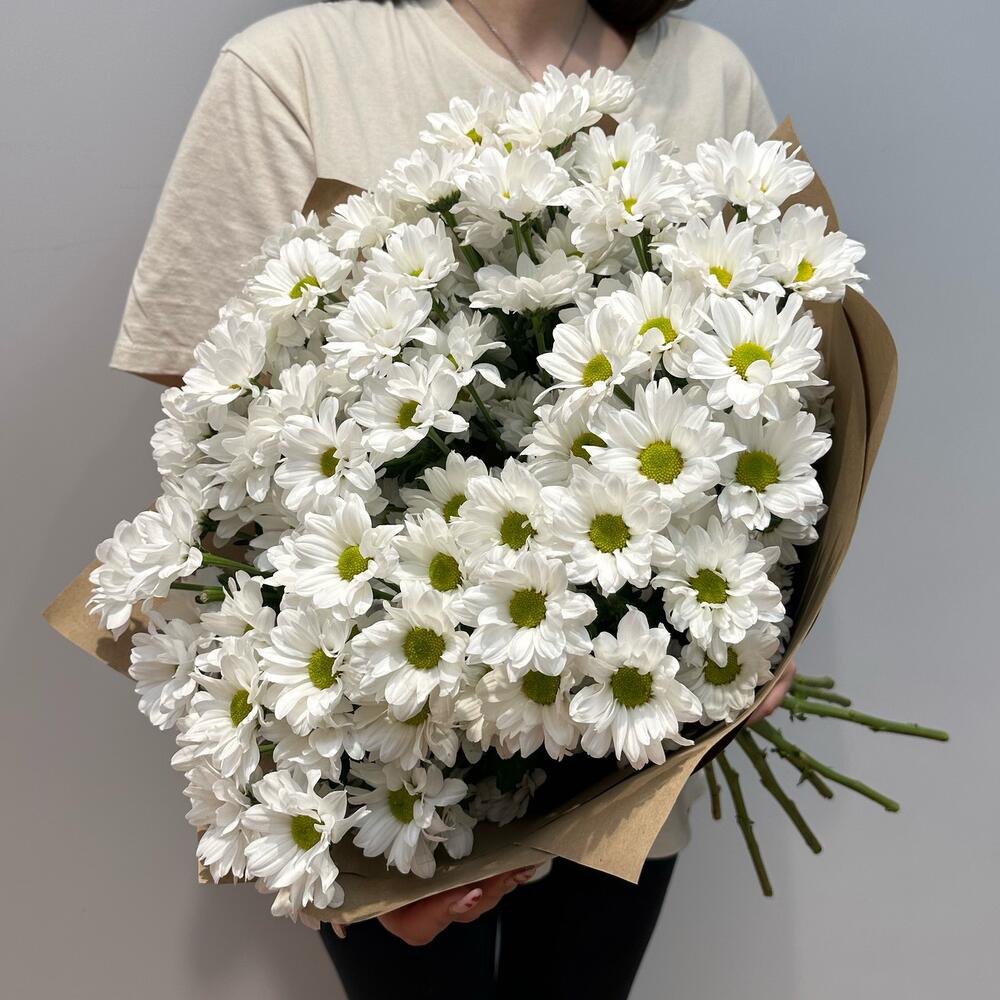 Букет «Летняя свежесть» – дыхание лета в белых хризантемах Альметьевск Республика Татарстан