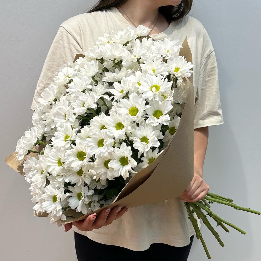 Букет «Летняя свежесть» – дыхание лета в белых хризантемах Альметьевск Республика Татарстан