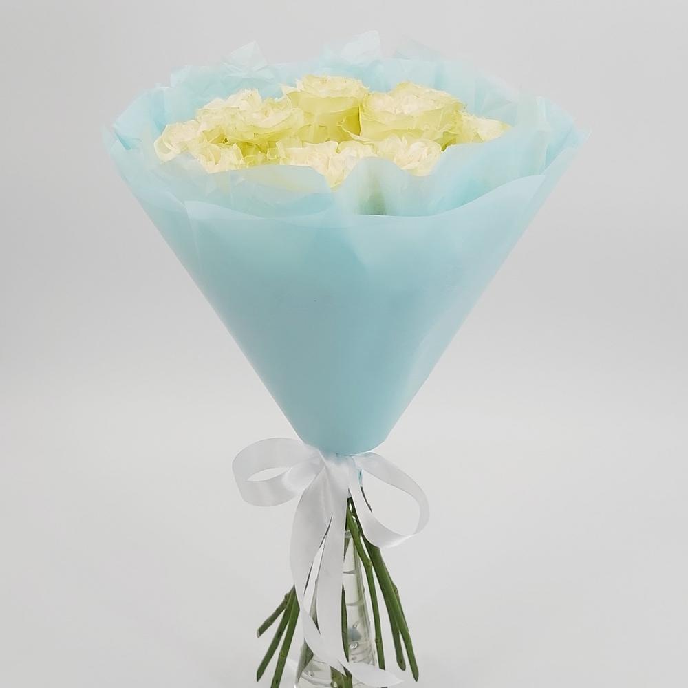 Букет «Кружевное облачко» – 11 белоснежных роз в нежной упаковке Альметьевск Республика Татарстан