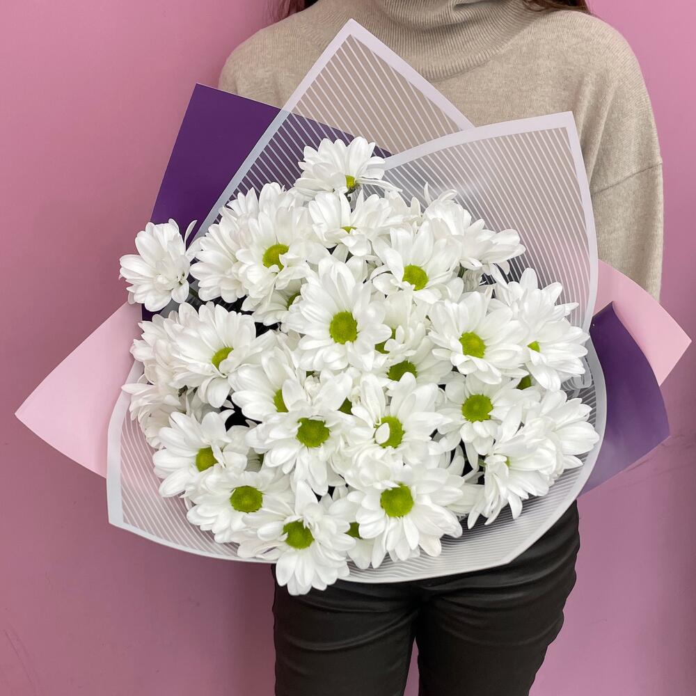 Букет «Весеннее настроение» – свежесть белых хризантем Альметьевск Республика Татарстан