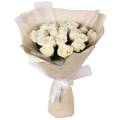 Букет «Эйфория» из 19 белых роз — символ чистой светлой любви Альметьевск Республика Татарстан