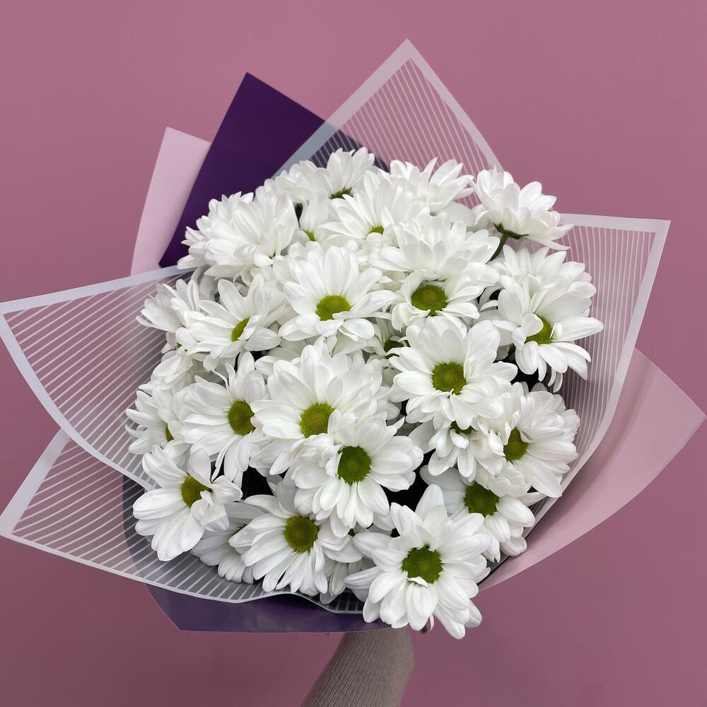 Букет «Весеннее настроение» – свежесть белых хризантем Альметьевск Республика Татарстан