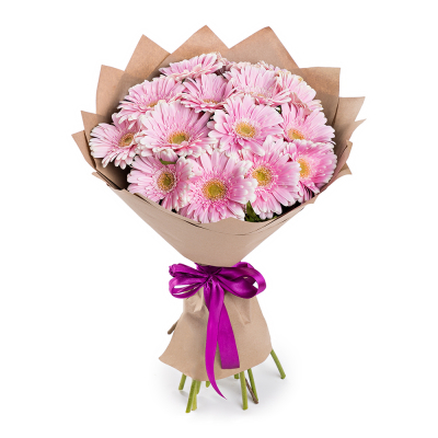 Нежный букет из 15 розовых гербер – воплощение трогательных чувств Альметьевск Республика Татарстан