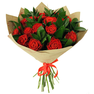 Букет «Фейерверк чувств» – 15 красных эквадорских роз для ярких признаний Альметьевск Республика Татарстан