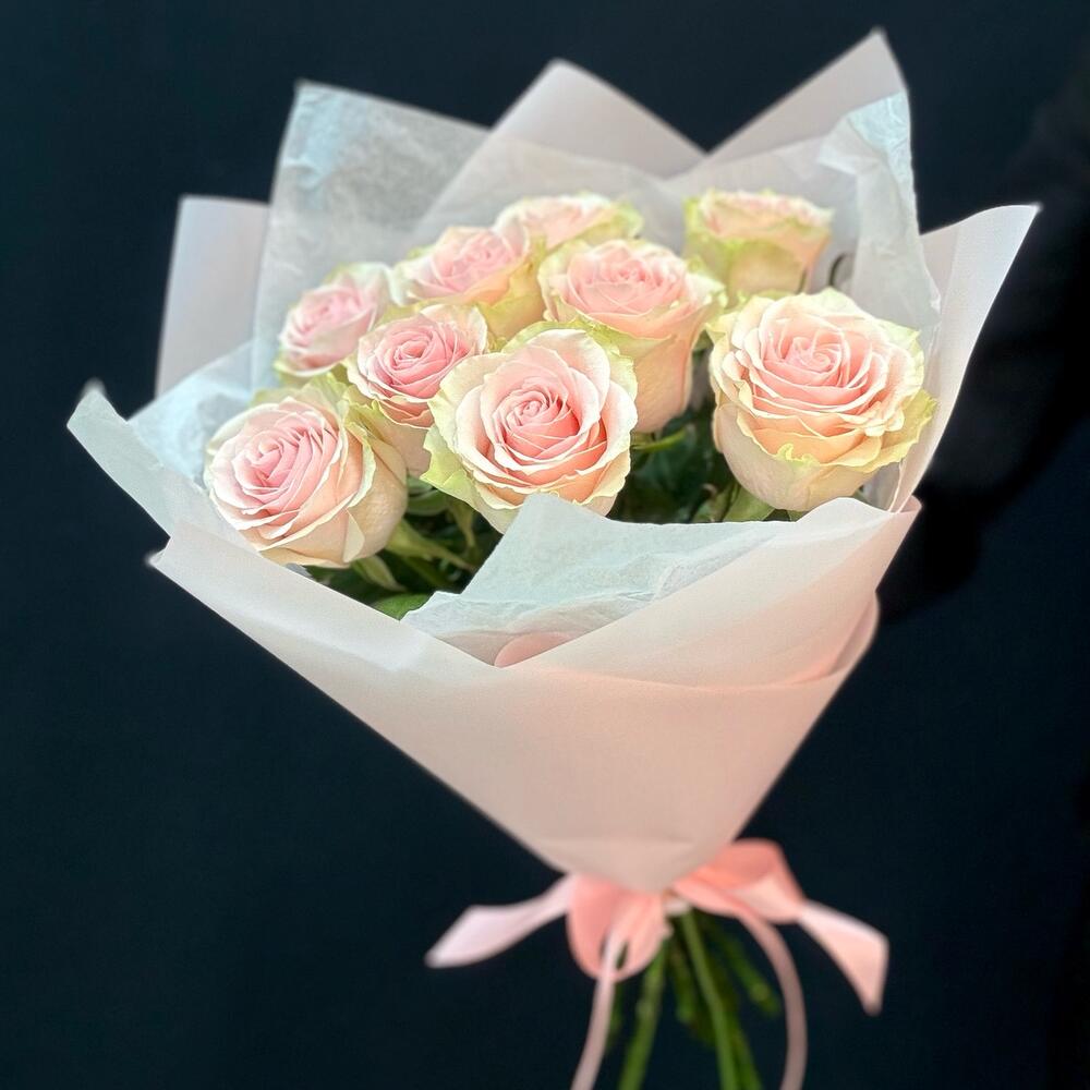 Букет из 9 розовых роз – нежность в каждом лепестке Альметьевск Республика Татарстан