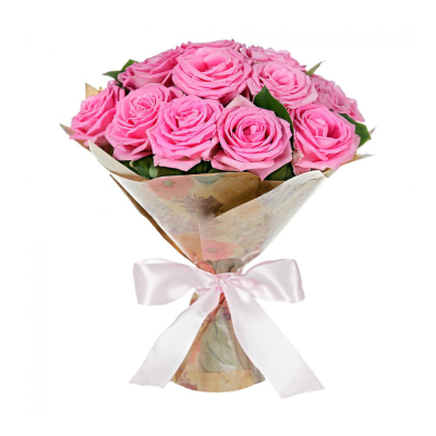 Букет из розовых роз с рускусом – нежность в каждом лепестке Альметьевск Республика Татарстан