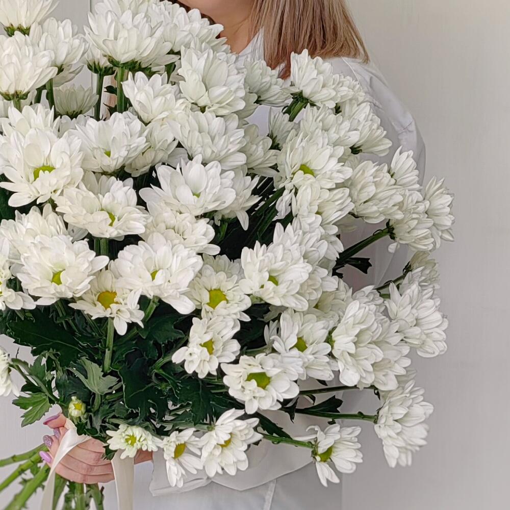 Букет «Ромашка» — свежесть белых хризантем в деревенском стиле Альметьевск Республика Татарстан