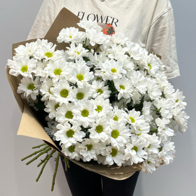Букет «Летняя свежесть» – дыхание лета в белых хризантемах Альметьевск Республика Татарстан