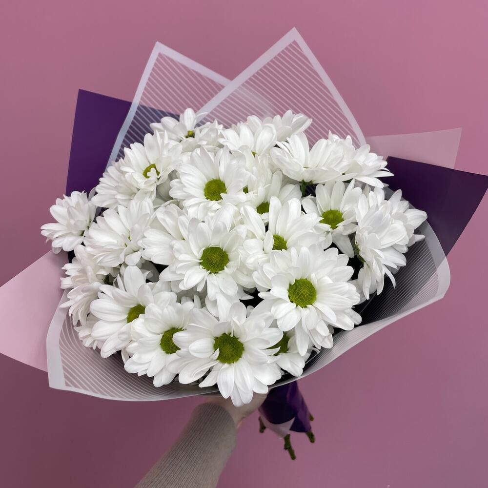 Букет «Весеннее настроение» – свежесть белых хризантем Альметьевск Республика Татарстан