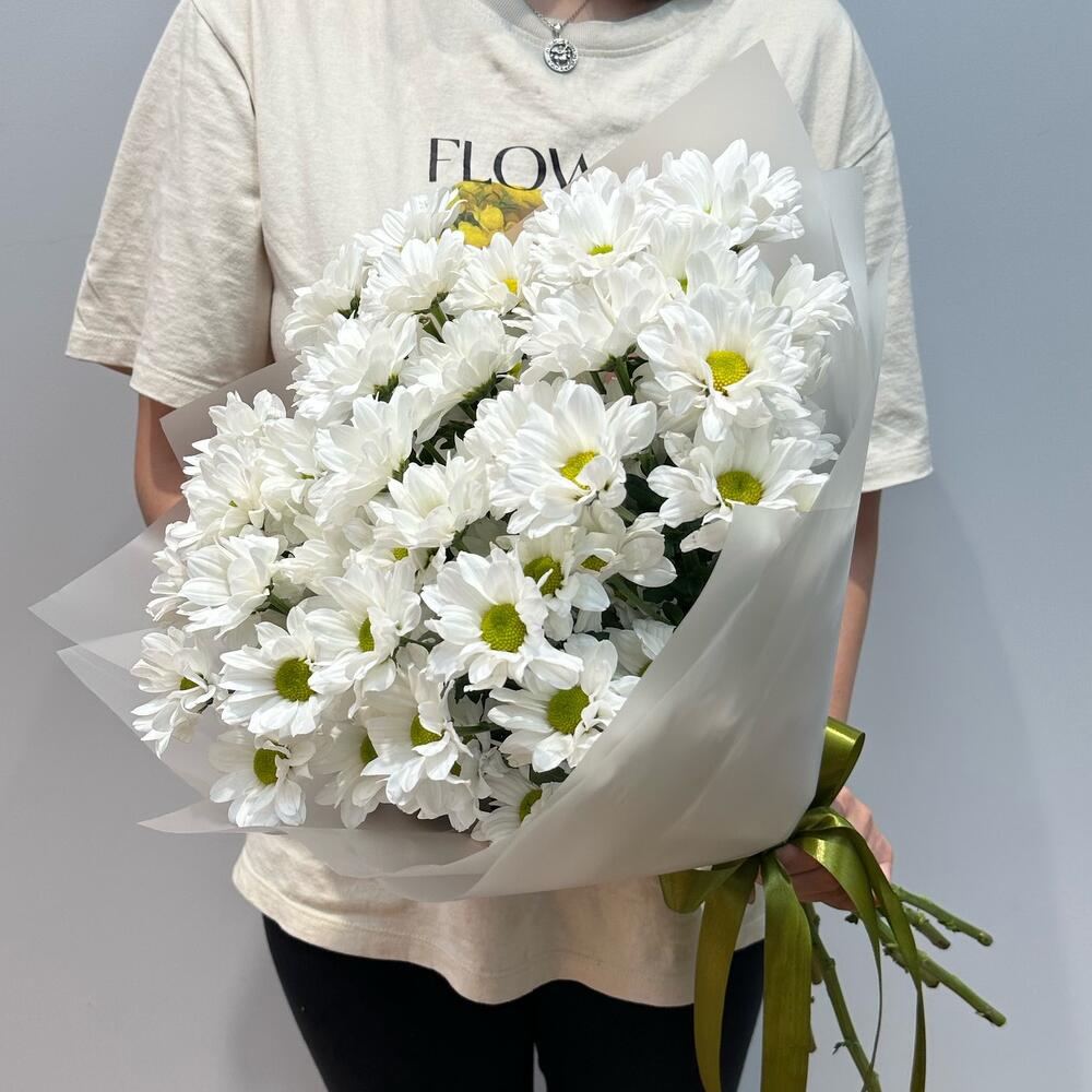 Букет «Летнее настроение» – свежесть белых хризантем Альметьевск Республика Татарстан