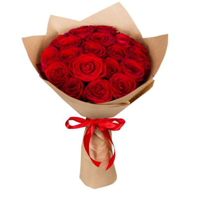 Букет из красных роз в крафт-бумаге Альметьевск Республика Татарстан