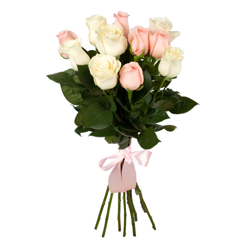 Букет из розовых и белых роз Альметьевск Республика Татарстан