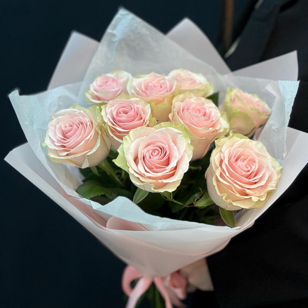 Букет из 9 розовых роз – нежность в каждом лепестке Альметьевск Республика Татарстан